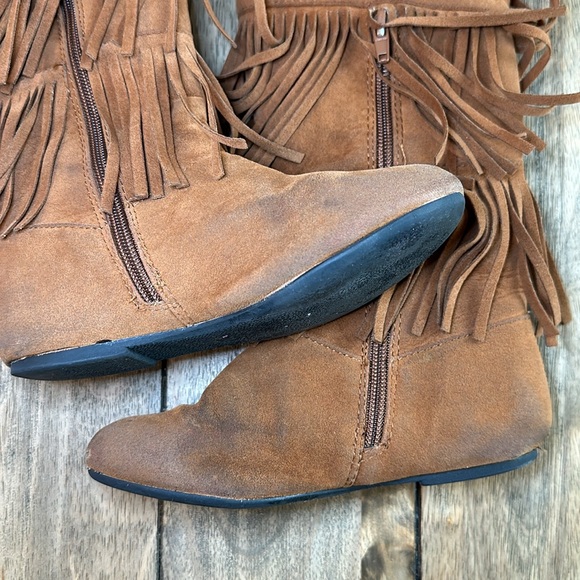 Yoki Toddler Girls Trina Rust 2-Layer Fringe Moccasin Tall Suede Boot / Sz 11 - Picture 11 of 16
